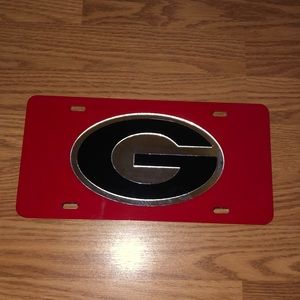 UGA license plate University of Georgia red mirror